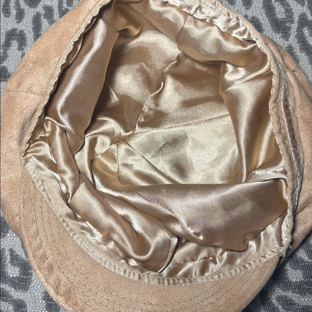 Y2k Faux‎ suede baker boy hat newsboy hat beige tan embellished trendy hat - Picture 6 of 8